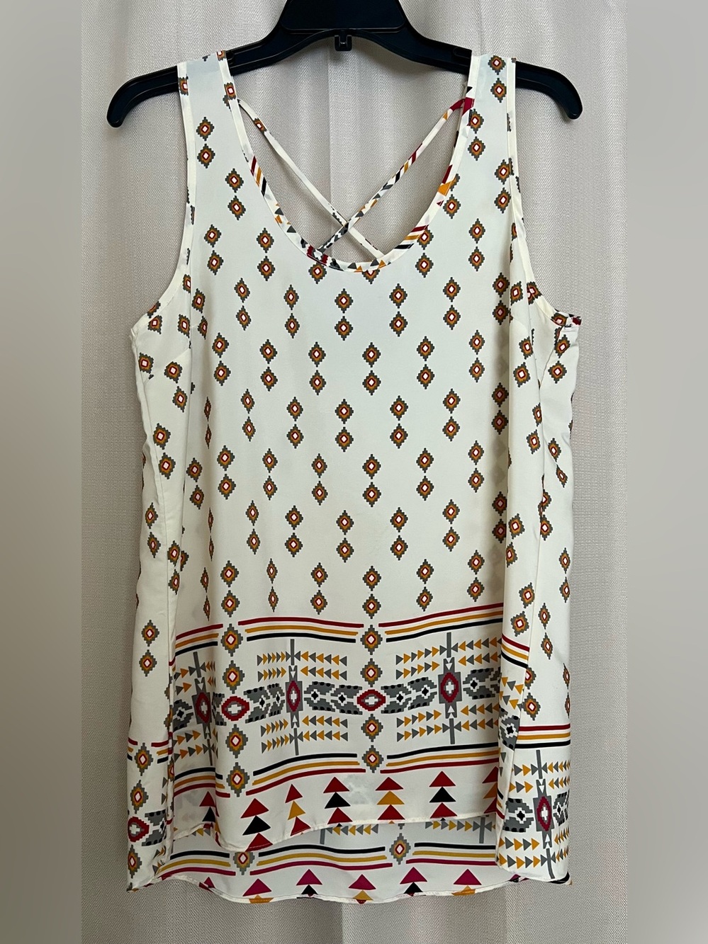 Moa Moa Women’s Large Aztec Geometric Print Strappy Tank Top
